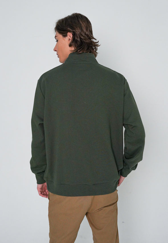 Olive Green Half Zip Sweatshirt