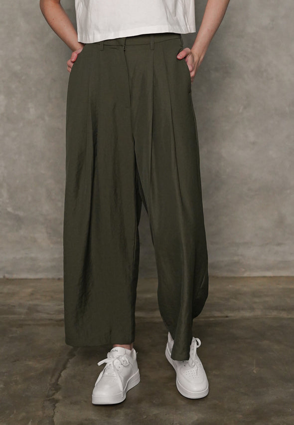 Olive Green Front Pleated Cullote