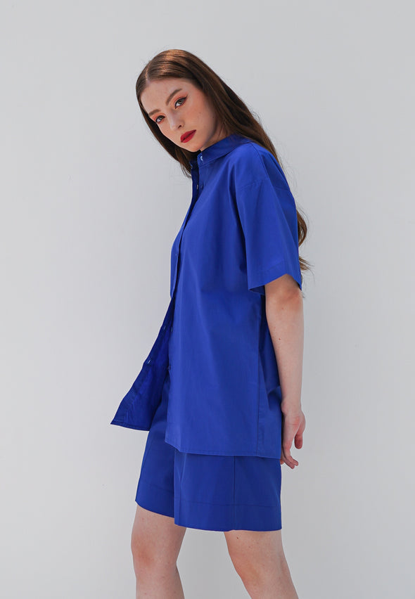 Electric Blue Short Sleeve Outer Shirt