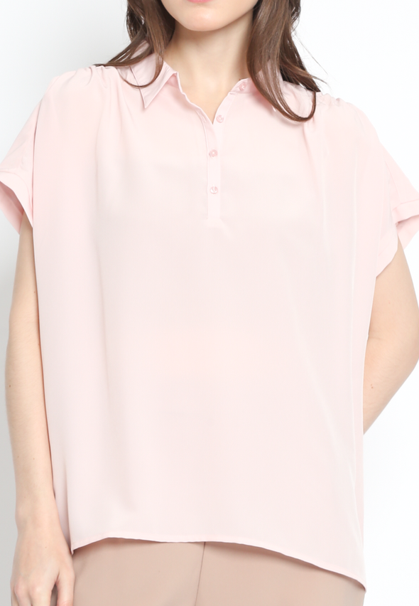 Pink Front Gathered Shirt