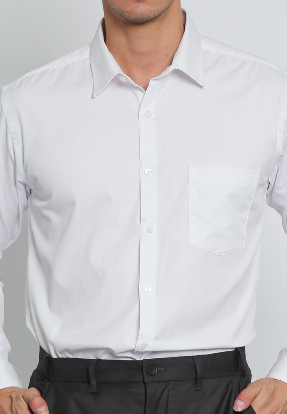 Modern Slim Fit White Long Sleeve Cotton Shirt for Men