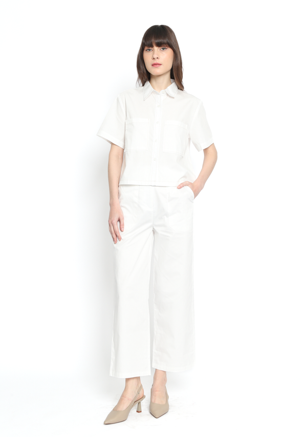 White Linen-Look Women's Shirt