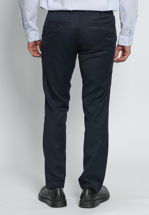 Versatile Navy Slim Fit Pants with Active Waist for Men