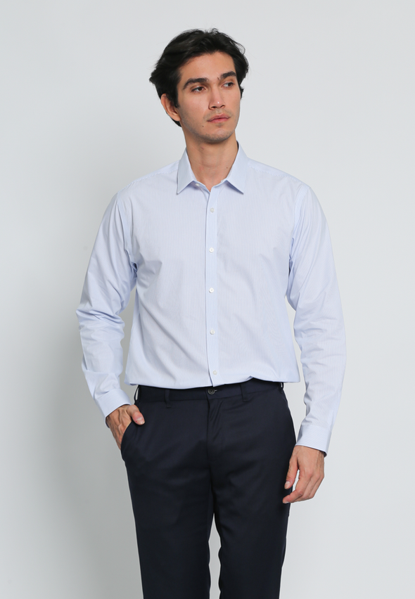Blue Long Sleeves Slim Fit Shirt