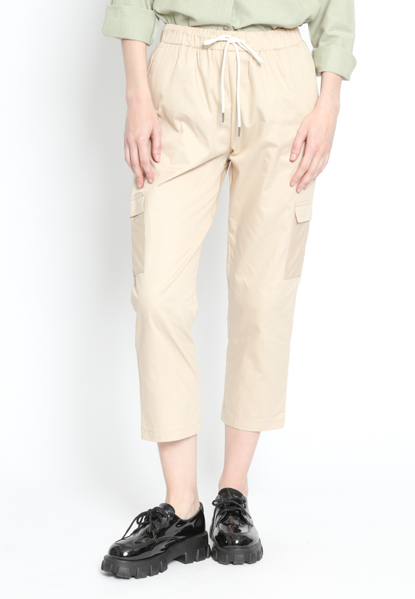 Khaki Highwaist Pants With Belt Detail
